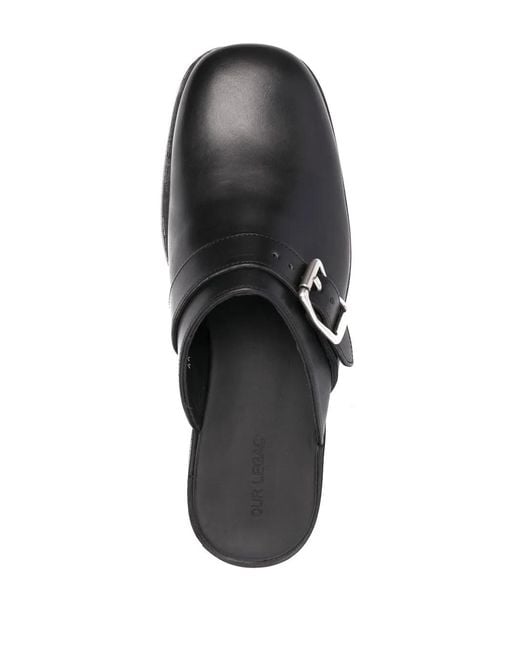 Our Legacy Black Camion Leather Mules for men