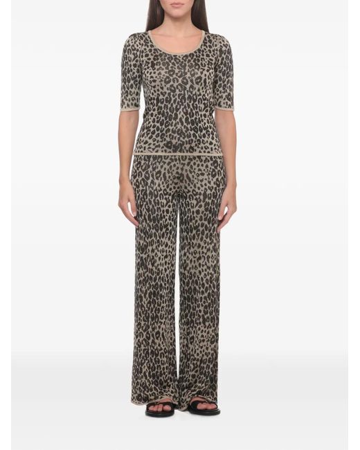Marella Gray Leopard-Print T-Shirt