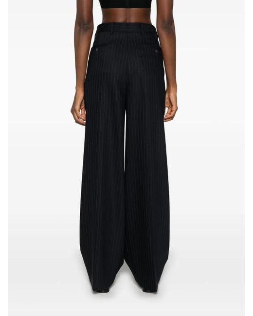 Miu Miu Black Pinstriped Straight-Leg Trousers