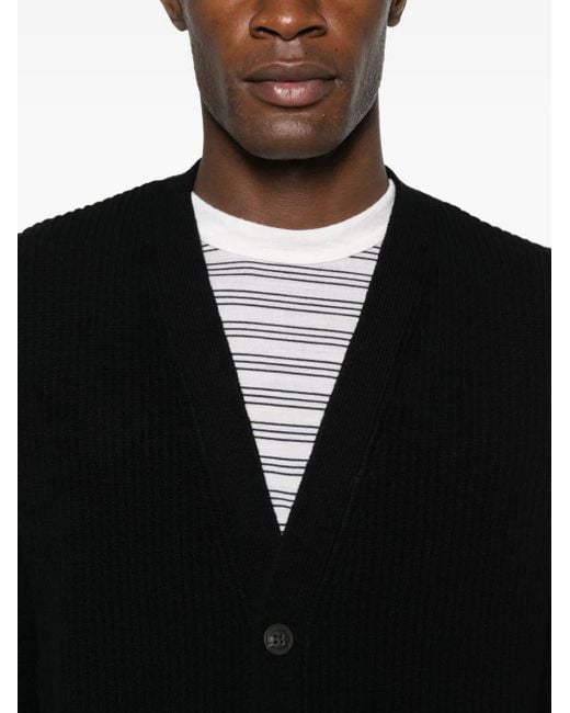 Mc2 Saint Barth Black Wool Cardigan for men