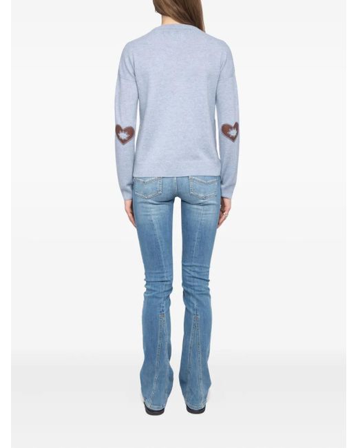 Zadig & Voltaire Blue Heart-Patch Cashmere Sweater