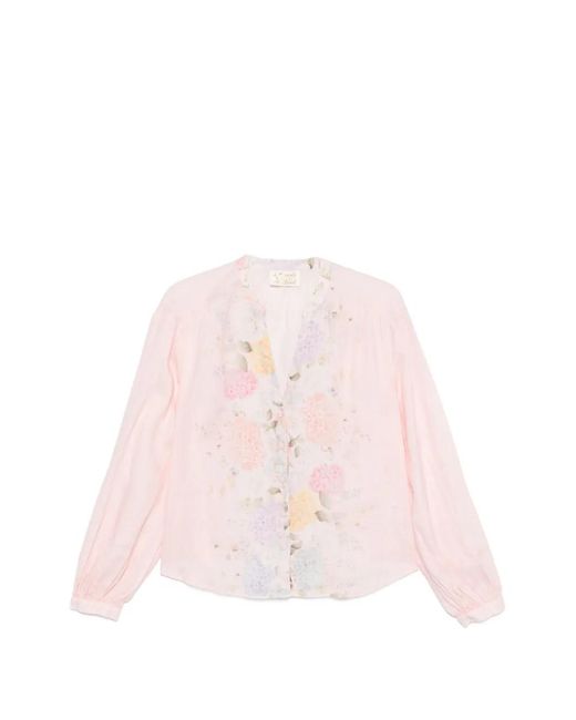 Mc2 Saint Barth Pink Liona Long Sleeve Blouse