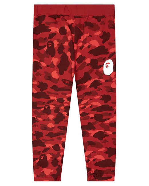 A Bathing Ape Red Camo-Print Sweatpants for men