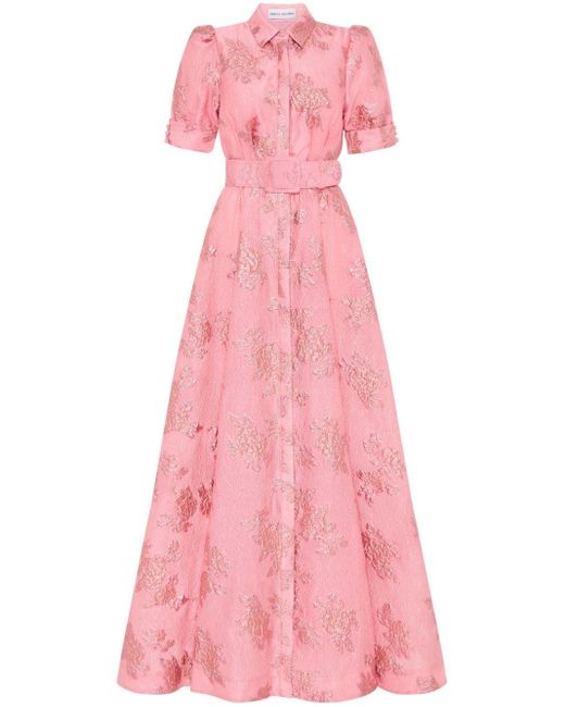 Rebecca Vallance Pink Annette Abendkleid aus blumigem Brokat