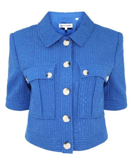Veronica Beard Blue Rosalina Cropped Tweed Jacket