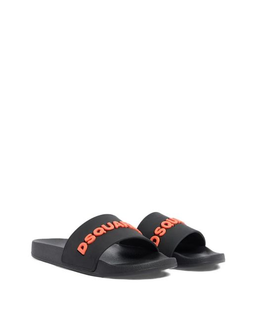 DSquared² Black Logo Slides for men