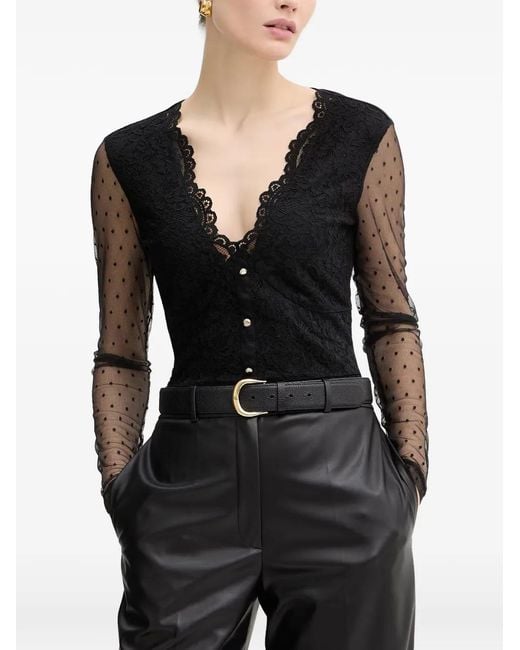 Morgan Black Lace Spotted Bodysuit