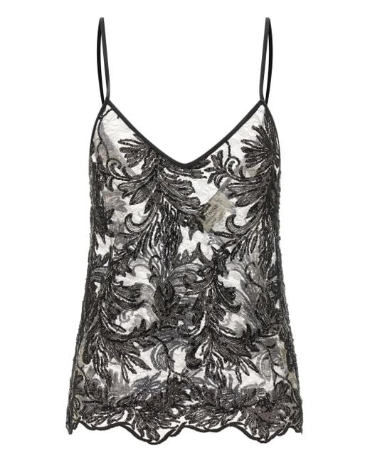 Le twins Black Sequin Appliqué Alba Top