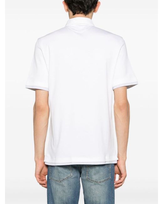 Brunello Cucinelli Poloshirt im Layering-Look in White für Herren