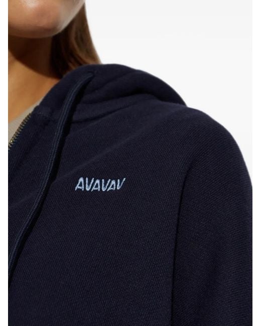 AVAVAV Blue Logo-Embroidered Zip-Up Hoodie