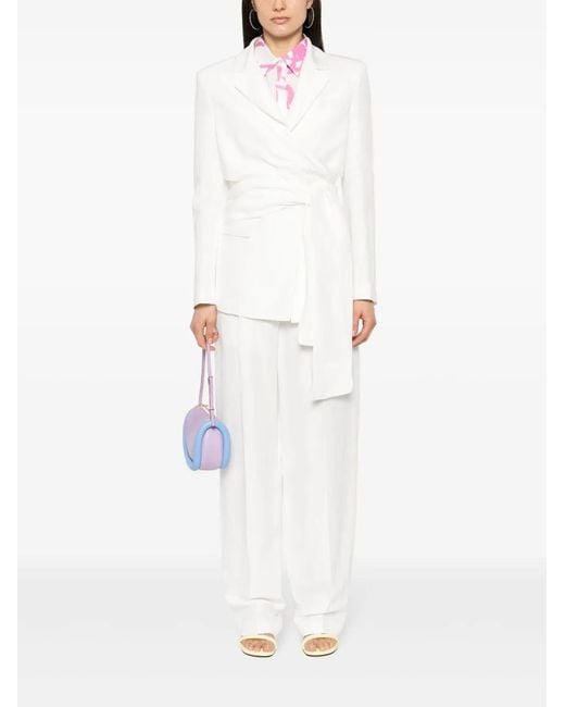 MSGM White Bow-Detail Blazer