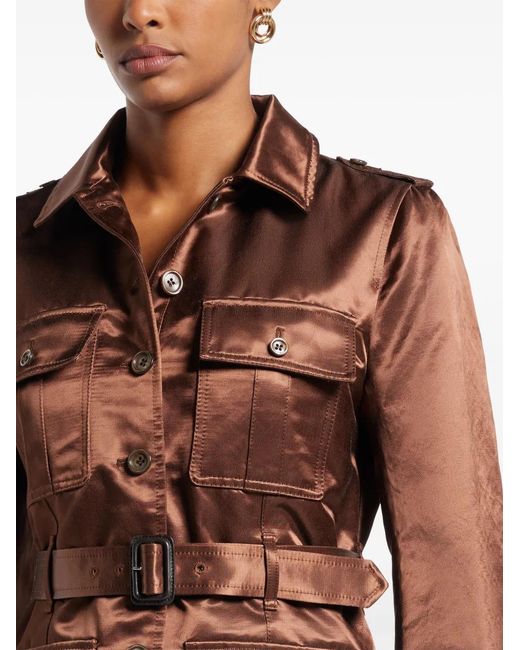 Chaqueta De Satén Con Cinturón Tom Ford de color Brown