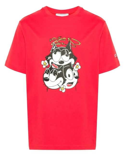 Iceberg Pink X Felix The Cat Cotton T-Shirt for men