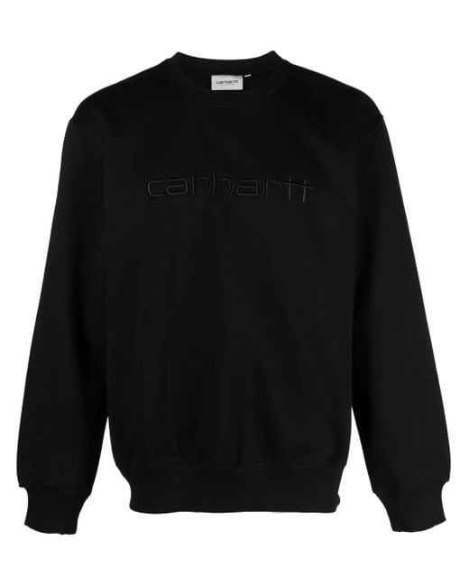 Carhartt Black Cotton Sweatshirt With Embroidered Logo for men