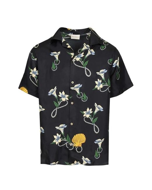 Drole de Monsieur Black Shell Floral Silk Shirt for men