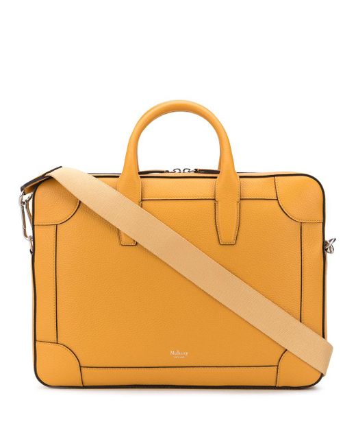 Mulberry Yellow Belgrave Logo Laptop Bag for men