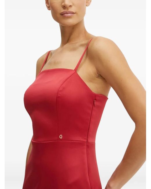Guess Red Satin Spaghetti-Strap Mini Dress