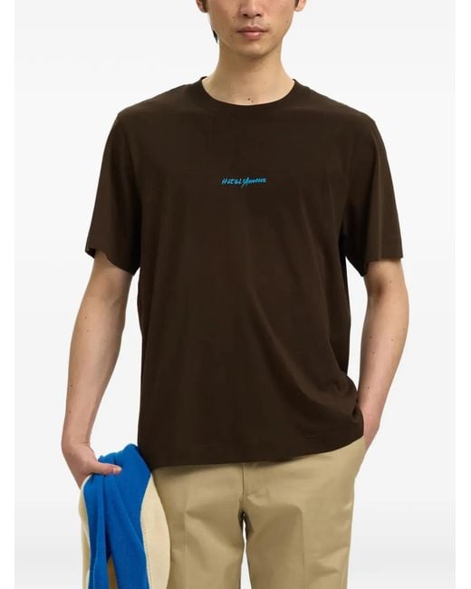 SELECTED Brown Graphic-Print T-Shirt for men