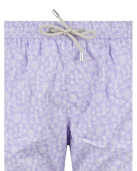 Mc2 Saint Barth Blue Floral-Print Swim Shorts for men