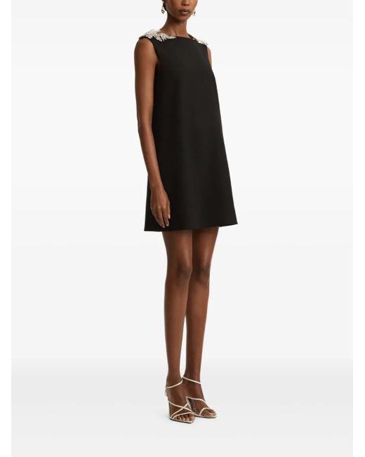 Oscar de la Renta Black Sequin-Embellished Open-Back Mini Dress