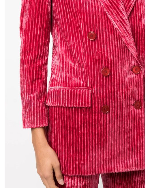 Isabel Marant Red Dita Double-Breasted Corduroy Blazer