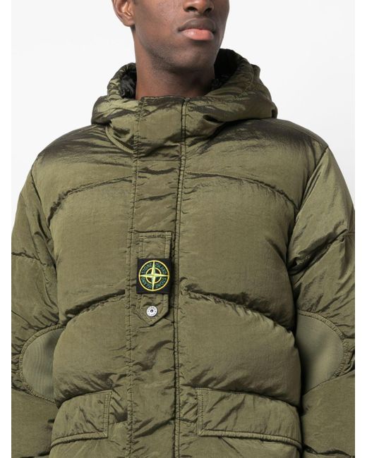 Stone Island Green Eco-nylon Reversible Down Jacket for men