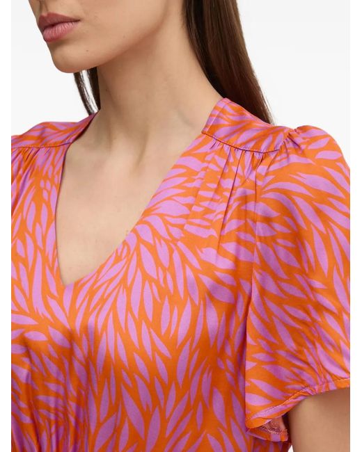 La Petite Francaise Red Ryhana Ruffled V-Neck Mini Dress