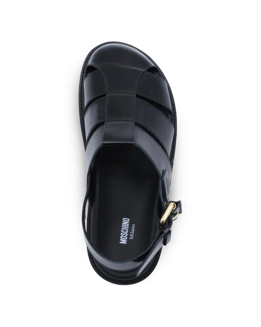 Moschino Black Strappy Buckle Leather Sandals for men