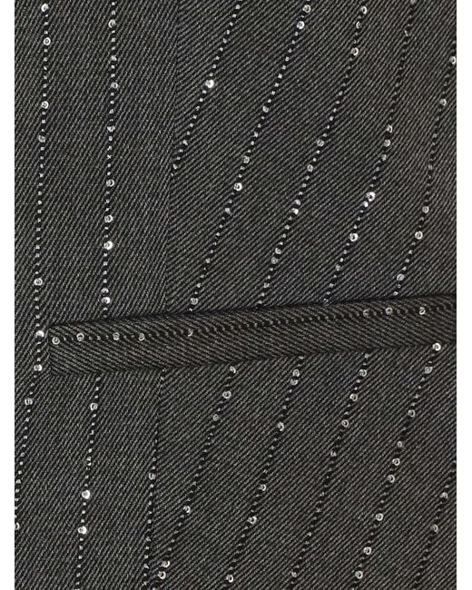 Liu Jo Gray Strass-Embellished Pinstripe Vest