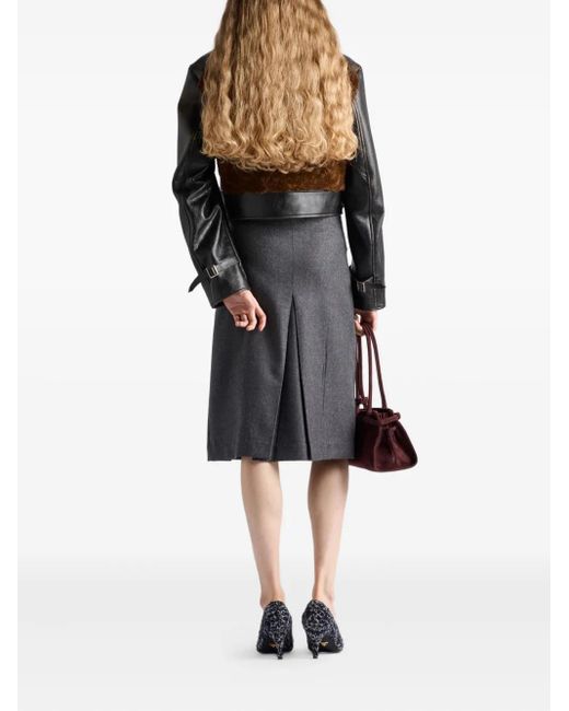 Prada Gray Pleated Flannel Skirt