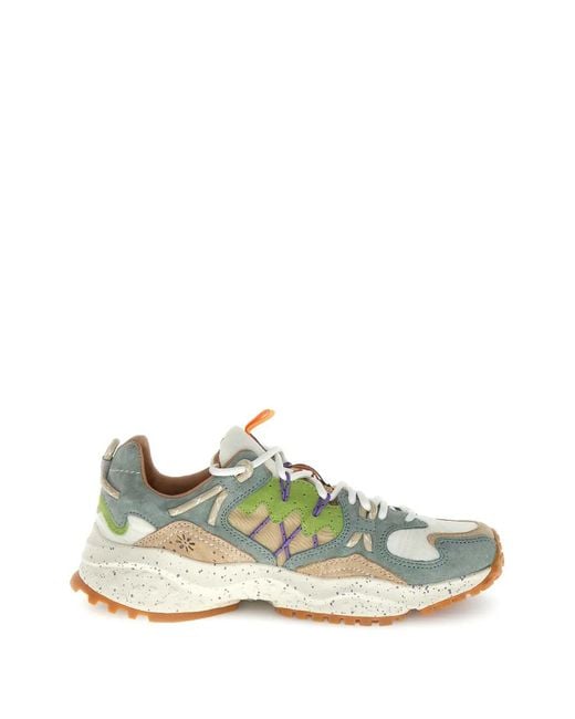 Flower Mountain Green Nubuck Leather Sneakers