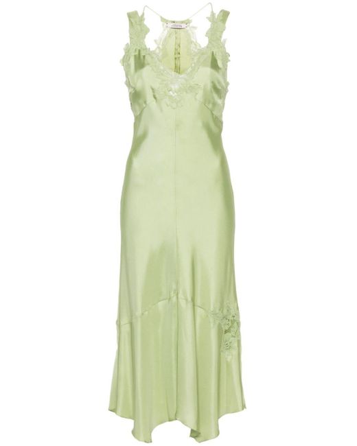 Dorothee Schumacher Green Lace-appliqué Camisole Silk Dress