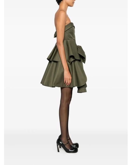 Viktor & Rolf Green Bow Drape Mini Dress