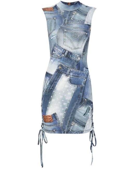 Chiara Ferragni Blue Kleid mit Jeans-Print