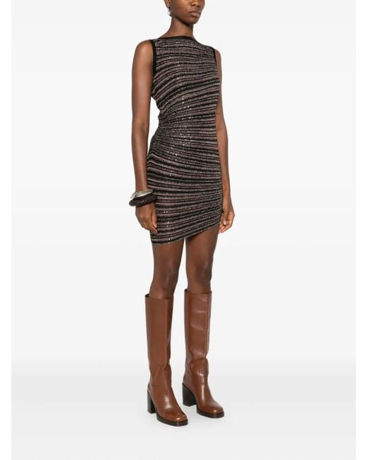 Missoni Black Sequin-Striped Sleeveless Mini Dress