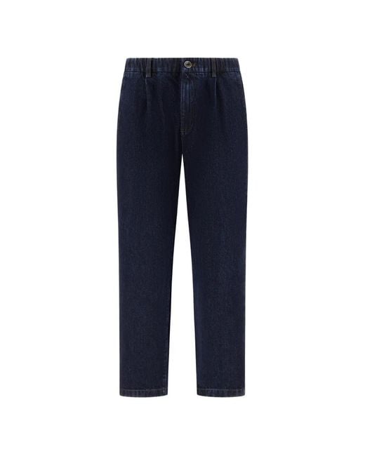 Herno Blue Darted Elasticated-Waist Jeans for men