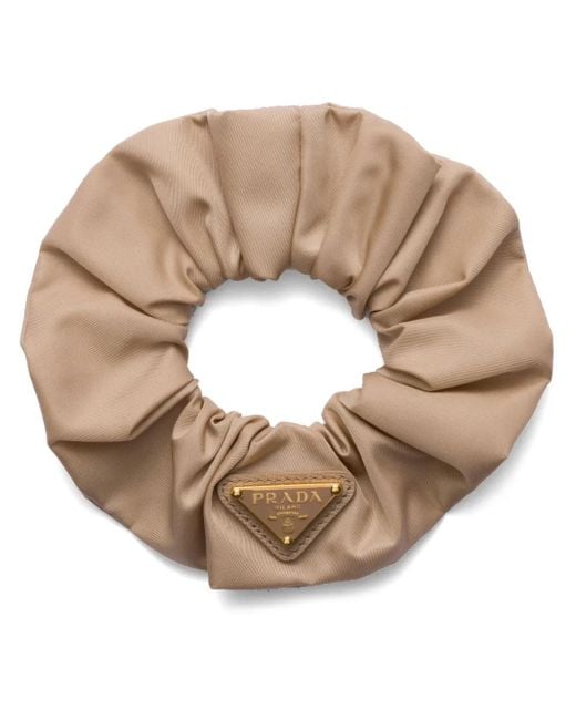Prada Natural Triangle-Logo Re-Nylon Scrunchie