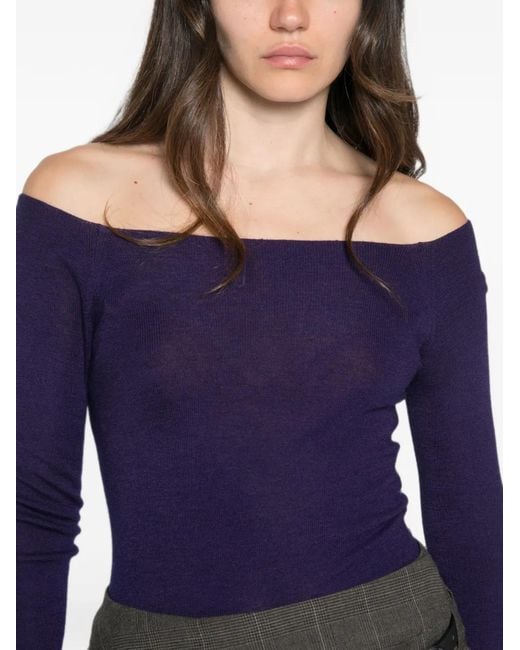 Bompard Purple Bardot-Neck T-Shirt