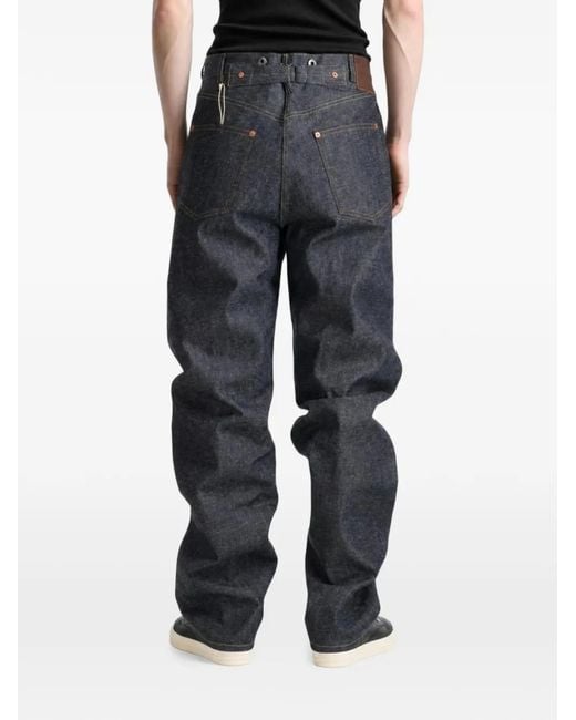 TAIGA TAKAHASHI Gray Lot. 702 Contrast-Stitch Straight-Leg Jeans for men