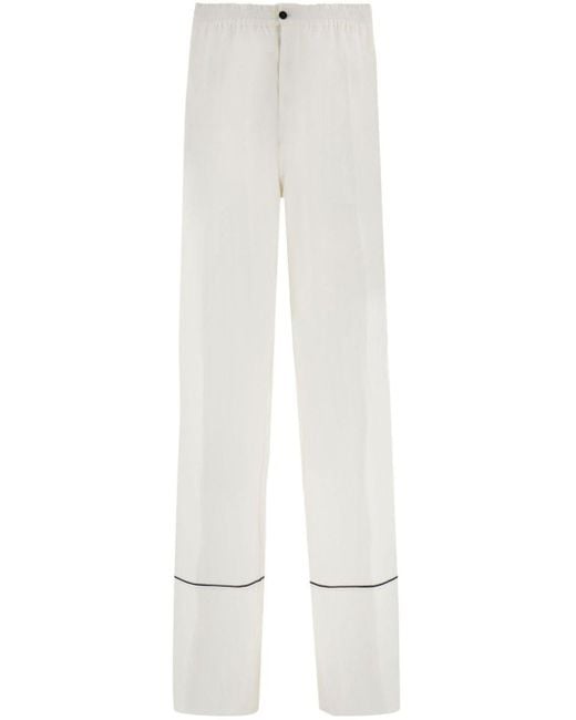 Pantalones rectos con logo bordado Ferragamo de hombre de color White