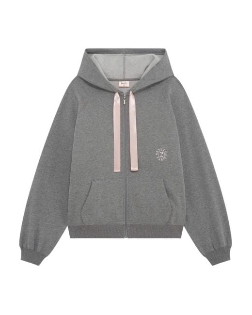 Repetto Gray Satin-Trimmed Zip-Up Hoodie