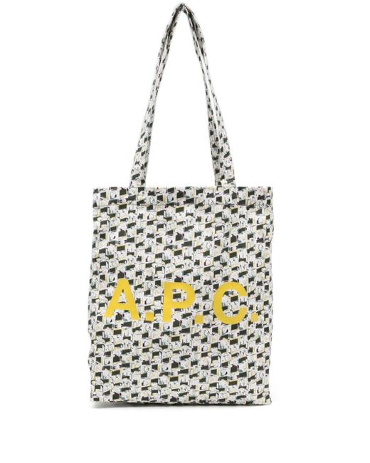 A.P.C. White Shopper mit Logo-Print