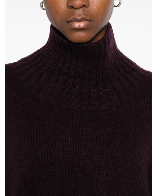 Jersey con cuello alto Soft Goat de color Black