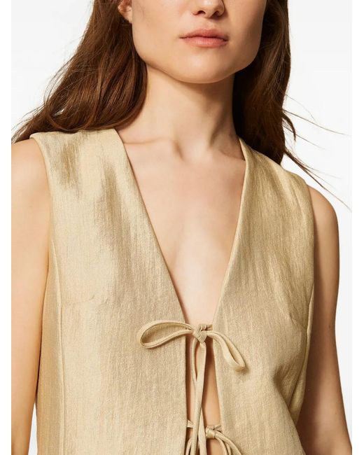 Twinset Natural Laminated Waistcoat With Ties