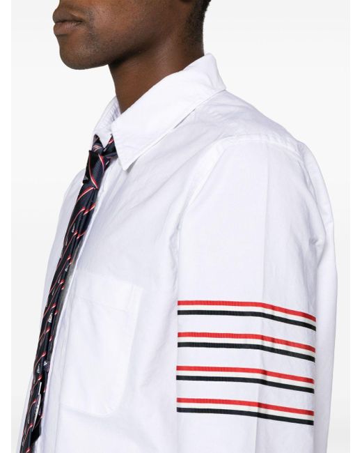 Thom Browne White 4-bar Long-sleeve Cotton Shirt for men