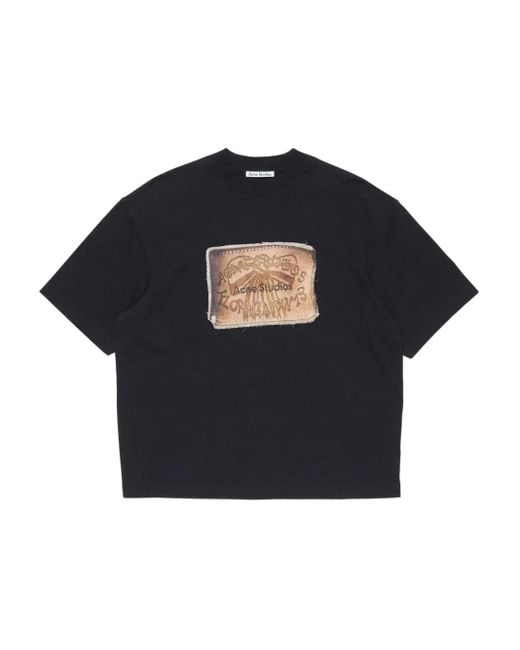 Acne Blue Graphic-detail Organic-cotton T-shirt