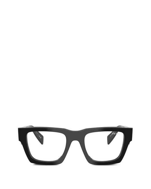 Prada Black Rectangle-Frame Glasses for men