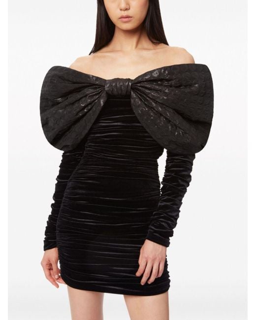 Nina Ricci Black Bow-detailing Off-shoulder Dress