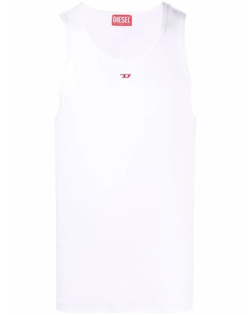 DIESEL White Logo Patch Tank Top for men