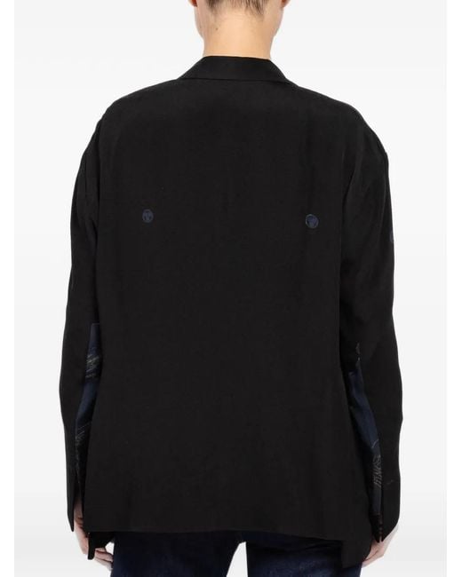 Ibrigu Black Double-Breasted Printed Jacket